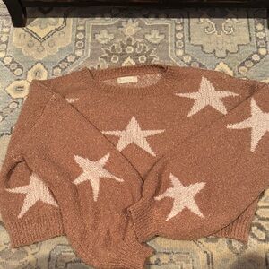 Altar'd State Rust Pink Star Crewneck Sweater